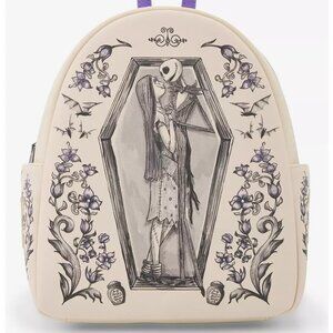 Loungefly -The Nightmare Before Christmas Jack & Sally Coffin Mini Backpack -NEW